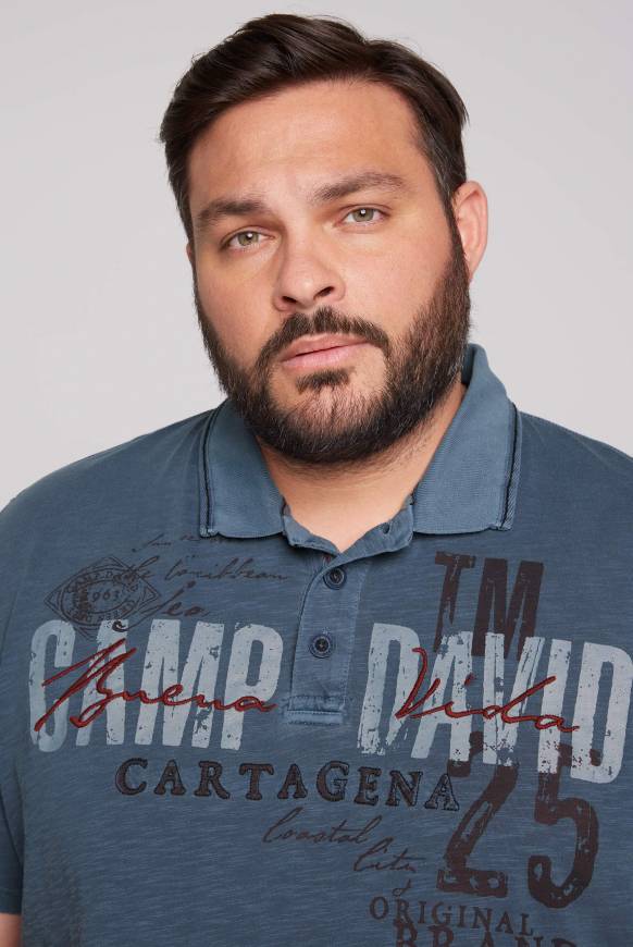 Soccx Polo Aus Flammgarn Mit Prints Und Stickereien Lazy Blue