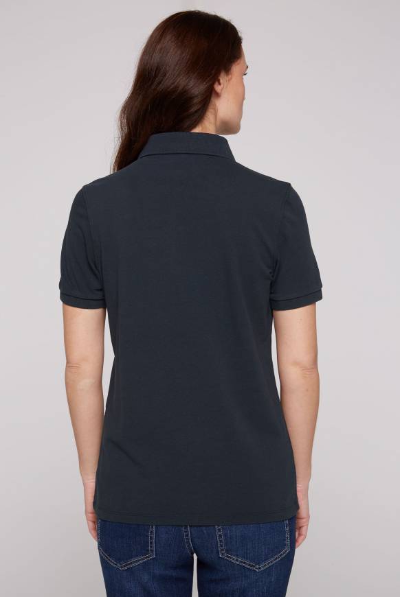 Soccx Poloshirt Aus Pikee Mit Glitter Print Classic Navy