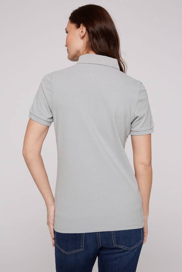 Soccx Poloshirt Aus Pikee Mit Glitter Print Cozy Blue