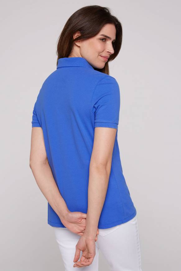 Soccx Poloshirt Aus Pikee Mit Glitter Print Deep Sky