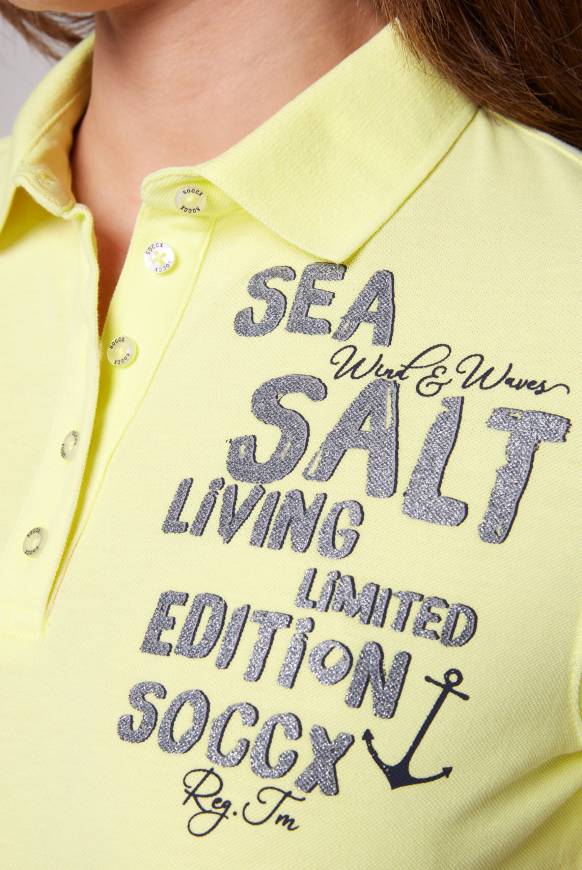 Soccx Poloshirt Aus Pikee Mit Glitter Print Sunlight