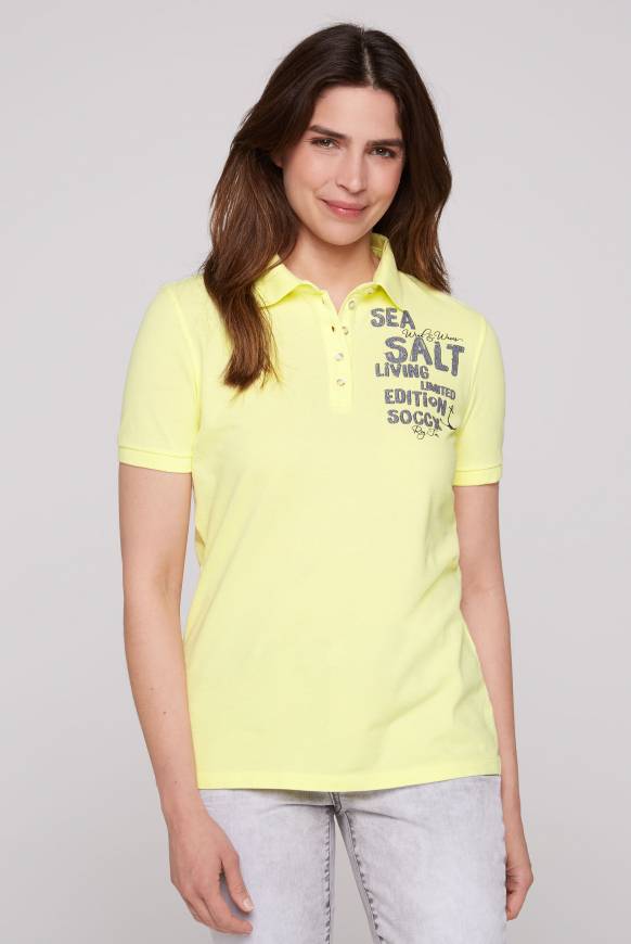 Soccx Poloshirt Aus Pikee Mit Glitter Print Sunlight