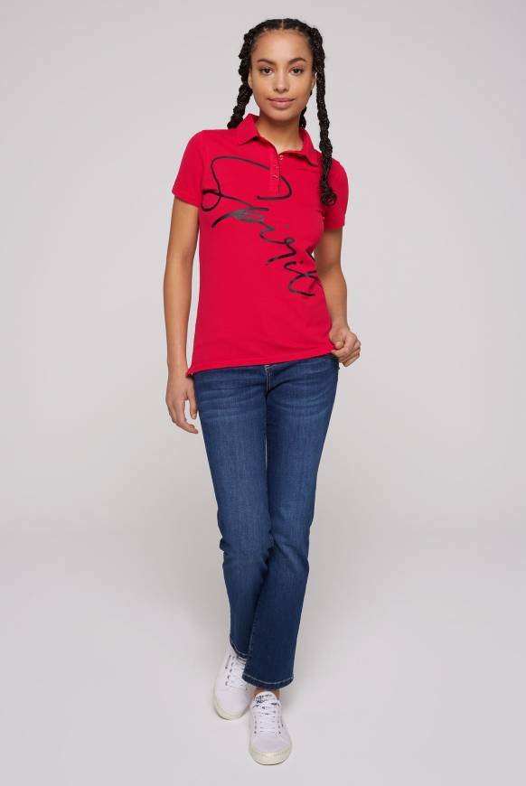 Soccx Poloshirt Aus Pikee Mit Label Print Clear Red XS