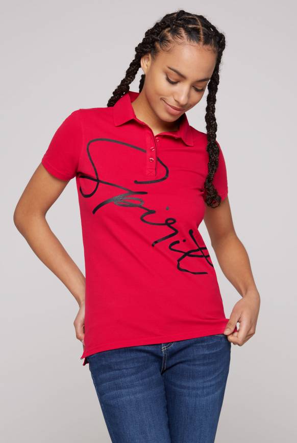 Soccx Poloshirt aus Pikee mit Label Print clear red XS