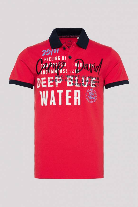 Soccx Poloshirt aus Pikee mit Logo Artworks power red M