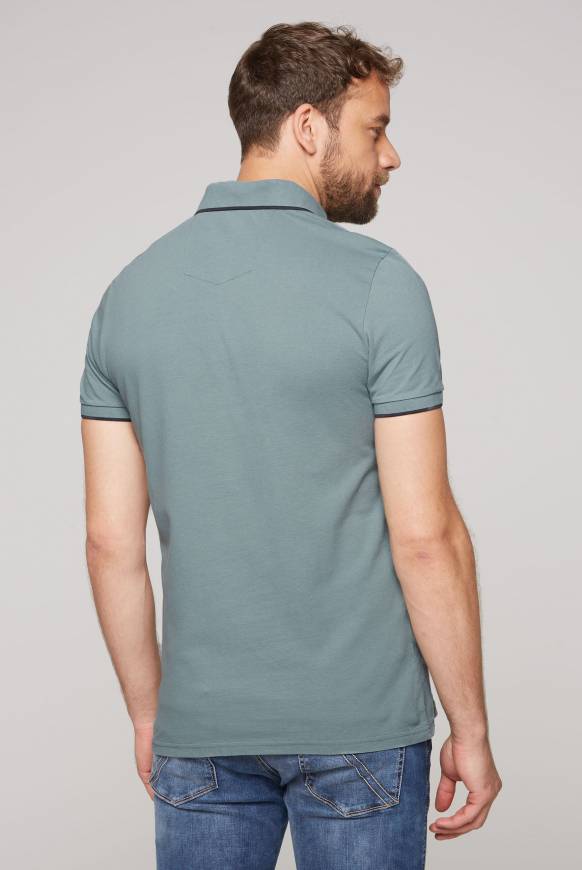 Soccx Poloshirt Aus Pikee Mit Print Artwork Grey Green