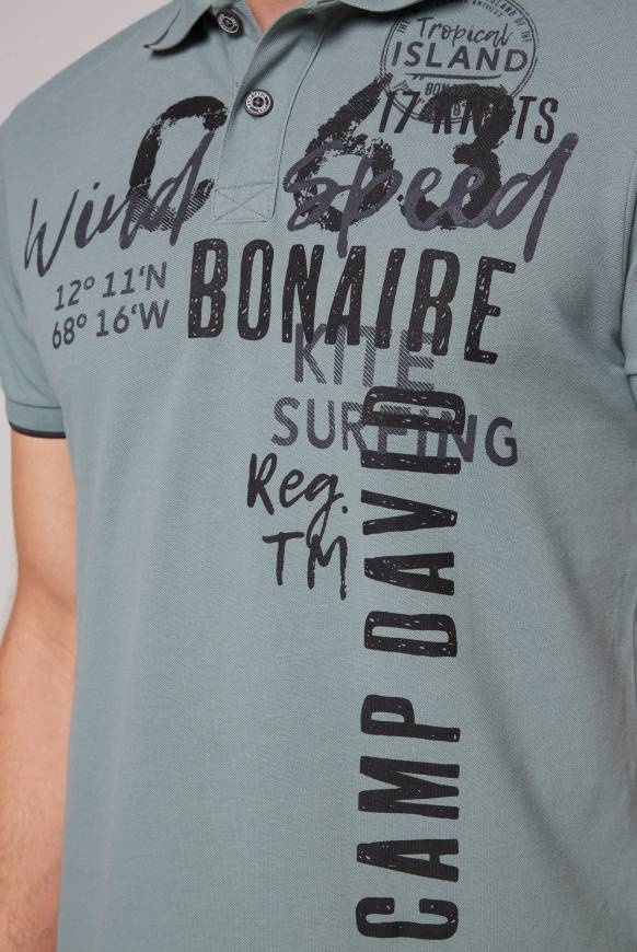 Soccx Poloshirt Aus Pikee Mit Print Artwork Grey Green