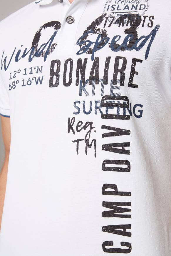 Soccx Poloshirt Aus Pikee Mit Print Artwork Opticwhite