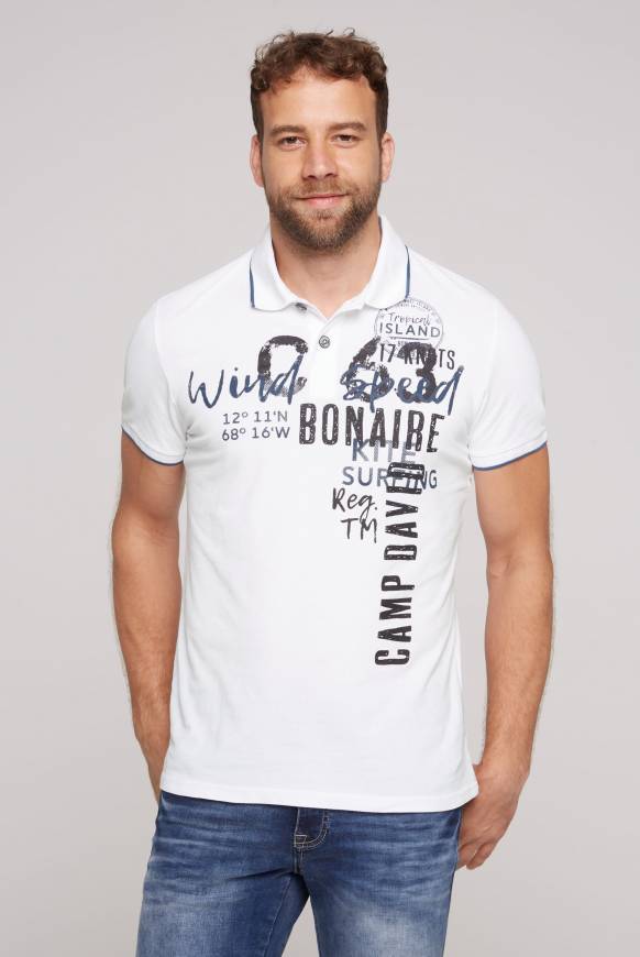 Soccx Poloshirt aus Pikee mit Print Artwork opticwhite