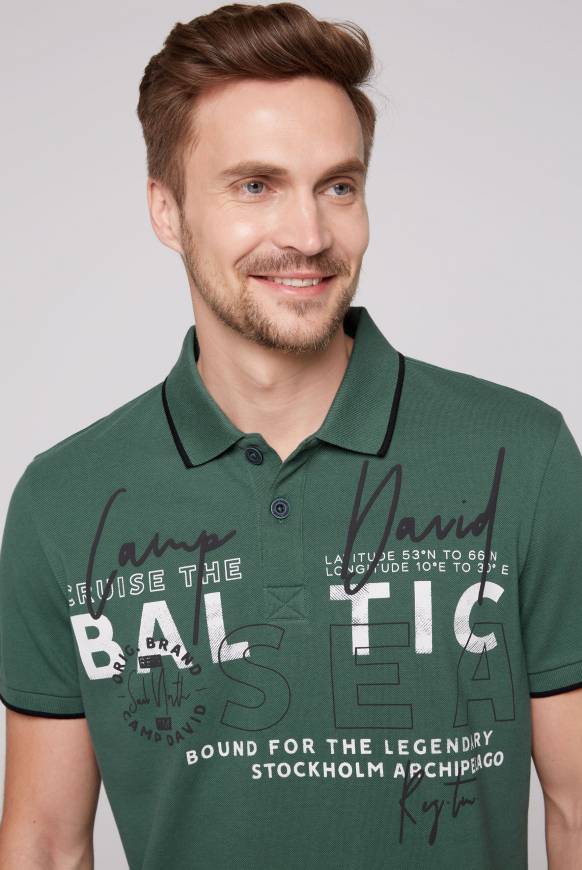 Soccx Poloshirt Aus Pikee Mit Rubber Print Dark Green
