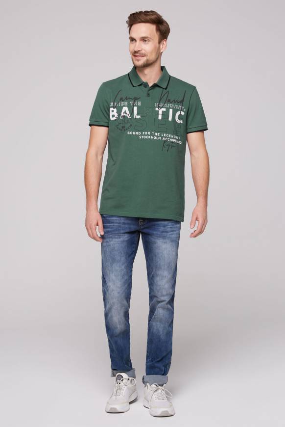 Soccx Poloshirt Aus Pikee Mit Rubber Print Dark Green
