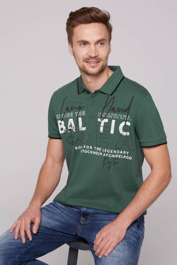 Soccx Poloshirt aus Pikee mit Rubber Print dark green