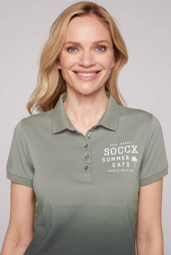Soccx Poloshirt Dip Dye Mit Rücken-Artwork Sage Green
