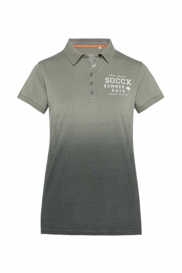 Soccx Poloshirt Dip Dye Mit Rücken-Artwork Sage Green