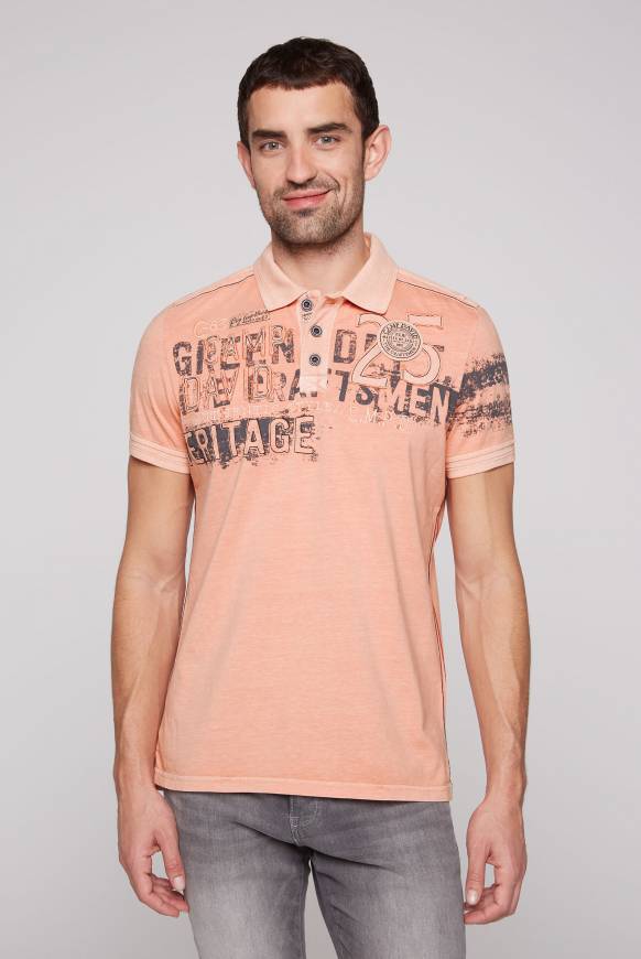 Soccx Poloshirt mit Label-Applikationen old peach M