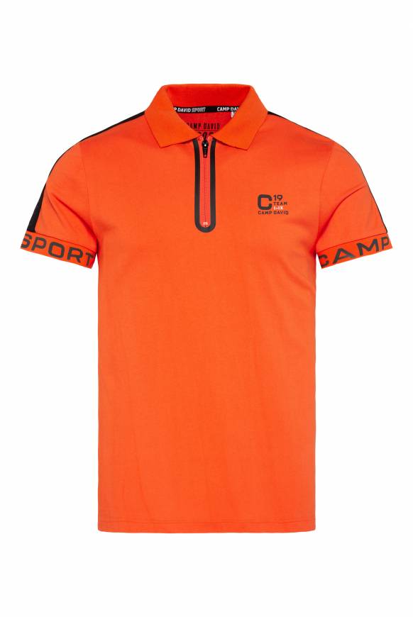 Soccx Poloshirt Mit Zipper Und Kontrastvollen Prints Signal Orange