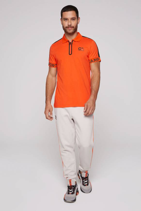 Soccx Poloshirt Mit Zipper Und Kontrastvollen Prints Signal Orange