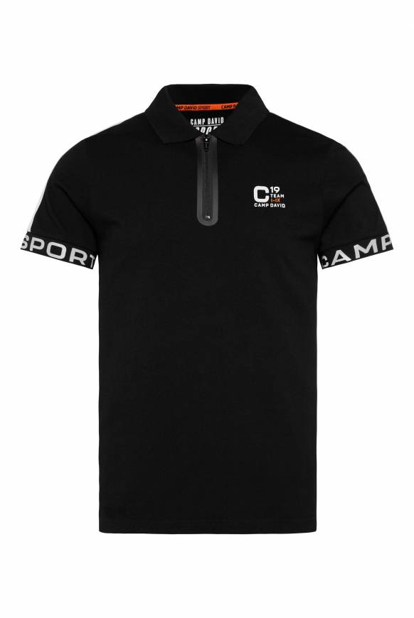 Soccx Poloshirt Mit Zipper Und Reflektierenden Prints Black