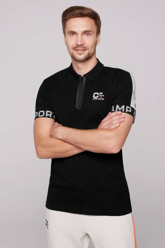 Soccx Poloshirt mit Zipper und reflektierenden Prints black