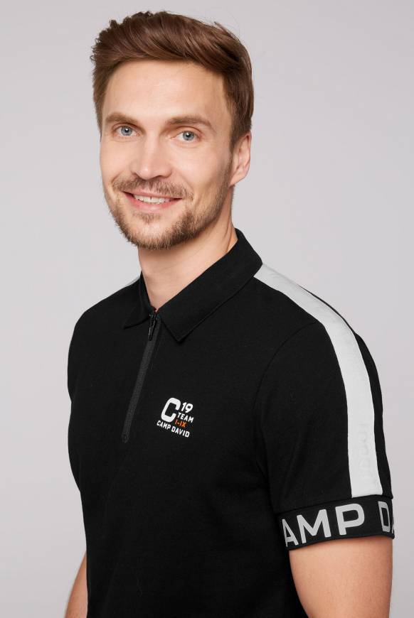 Soccx Poloshirt Mit Zipper Und Reflektierenden Prints Black