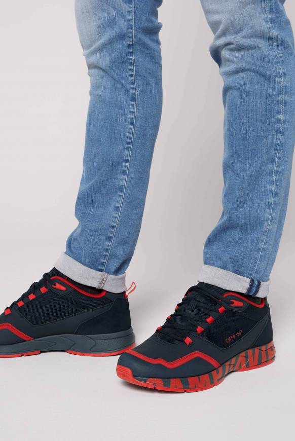 Soccx Power Sneaker Im Materialmix Mit XL-Logo Navy / Red