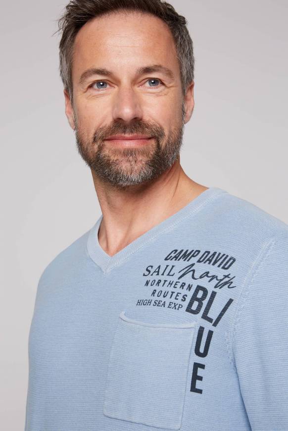 Soccx Pullover Linksstrick Mit Used Look Summer Blue