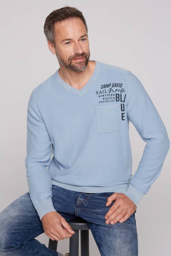 Soccx Pullover Linksstrick mit Used Look summer blue