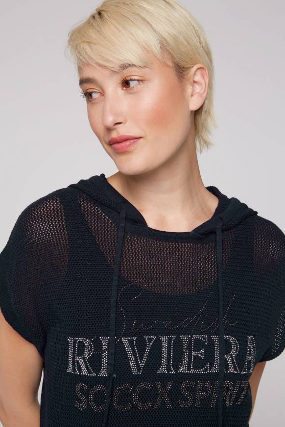 Soccx Pullunder Mit Kapuze Und Mesh-Struktur Blue Navy