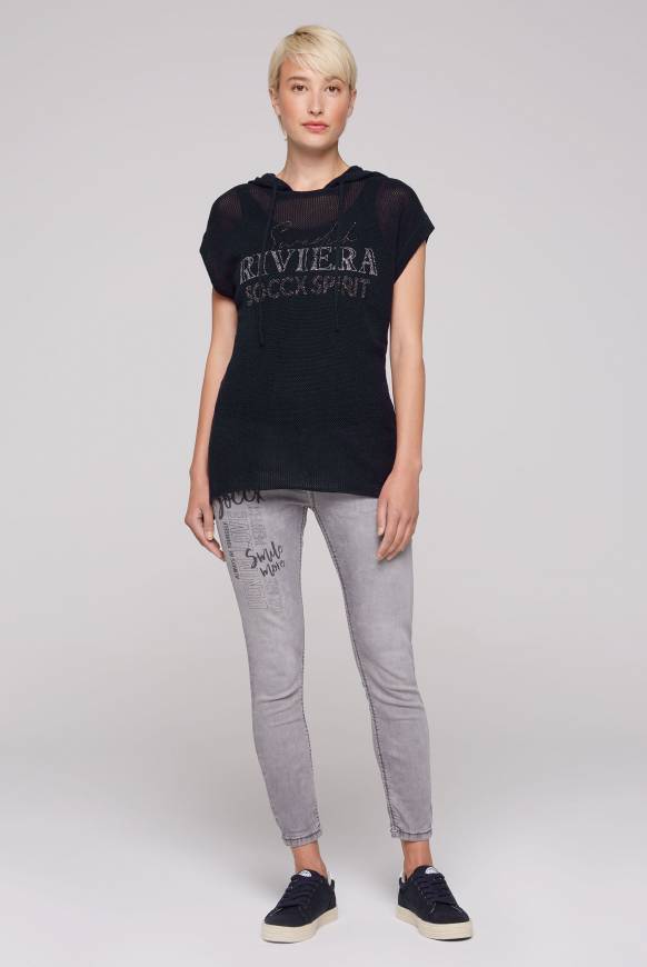 Soccx Pullunder Mit Kapuze Und Mesh-Struktur Blue Navy