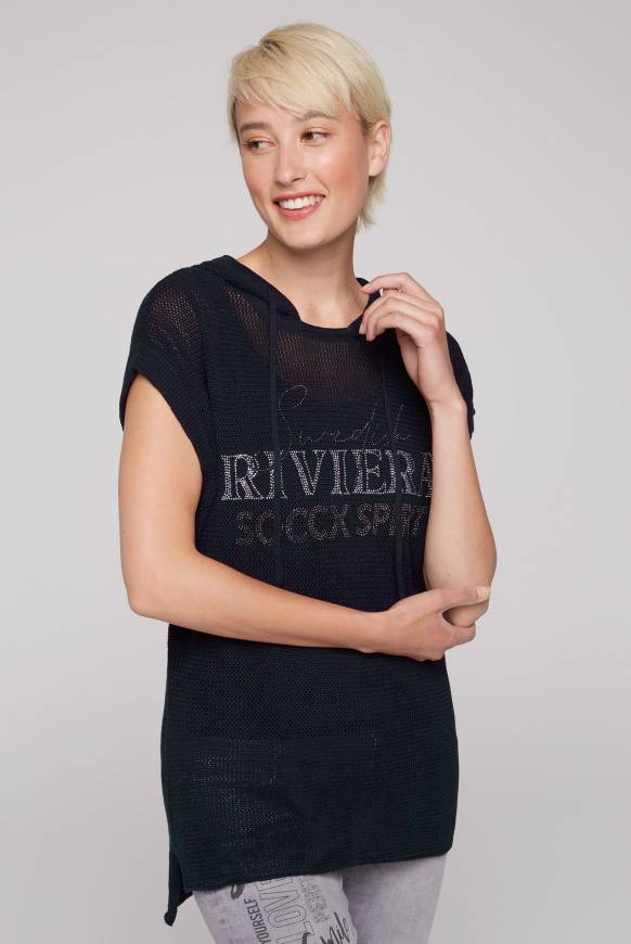 Soccx Pullunder mit Kapuze und Mesh-Struktur blue navy