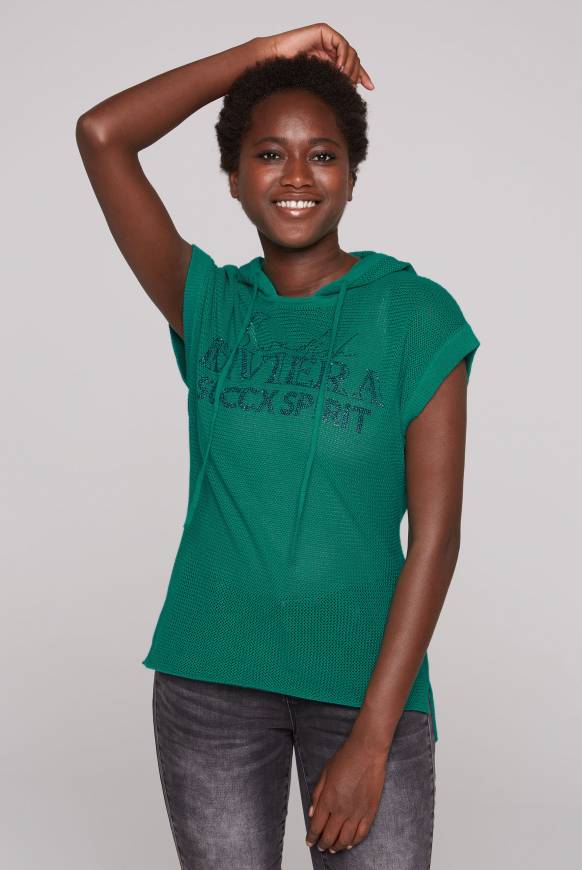 Soccx Pullunder mit Kapuze und Mesh-Struktur bottle green