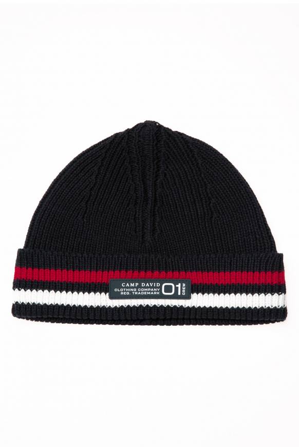 Soccx Rippstrickmütze Mit Streifen-Design Blue Navy