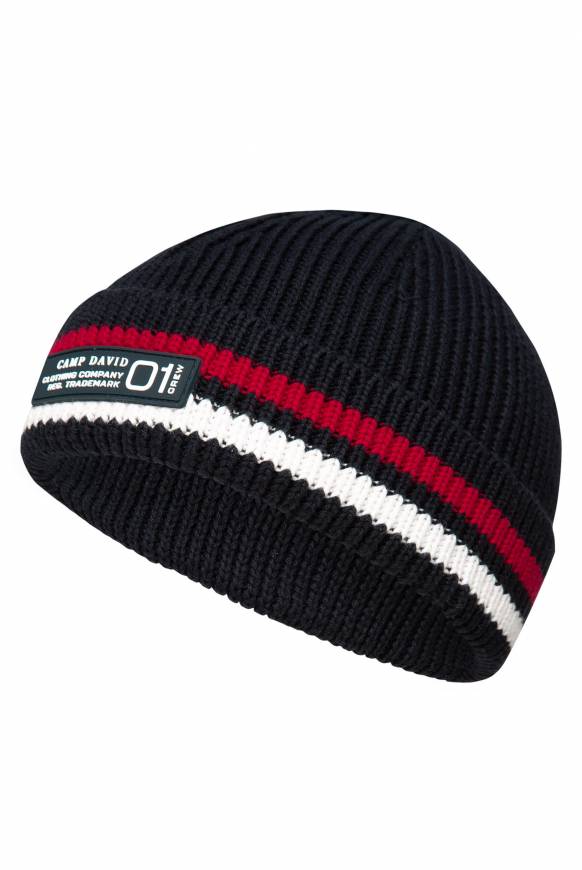 Soccx Rippstrickmütze Mit Streifen-Design Blue Navy