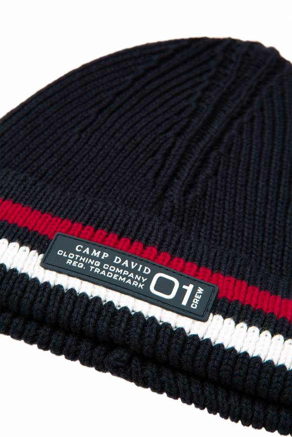 Soccx Rippstrickmütze Mit Streifen-Design Blue Navy