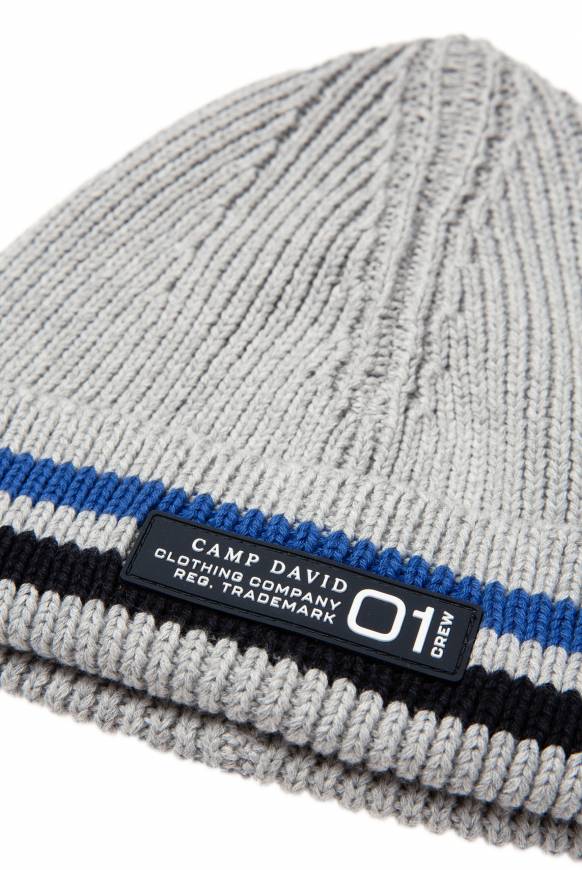 Soccx Rippstrickmütze Mit Streifen-Design Granite Melange