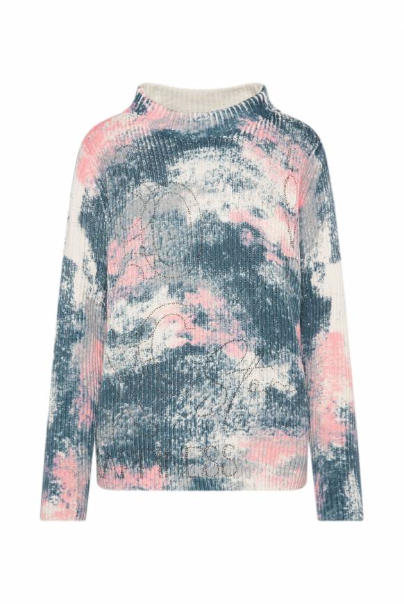 Soccx Rippstrickpullover Mit All Over Print Cold Grey