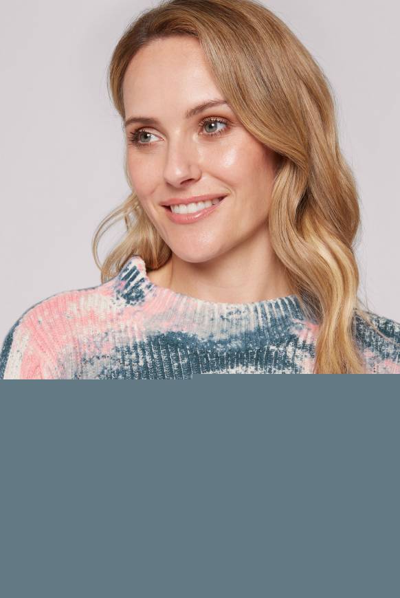 Soccx Rippstrickpullover Mit All Over Print Cold Grey