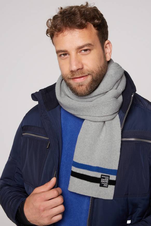 Soccx Rippstrickschal mit Streifen-Details granite melange