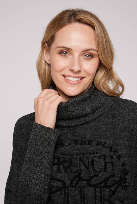 Soccx Rollkragenpullover Mit Fledermausärmeln Black Melange