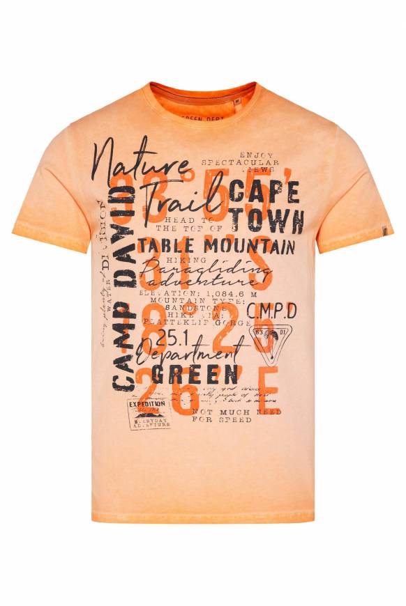 Soccx Rundhalsshirt Oil Dyed Mit Label Print Sunrise Orange