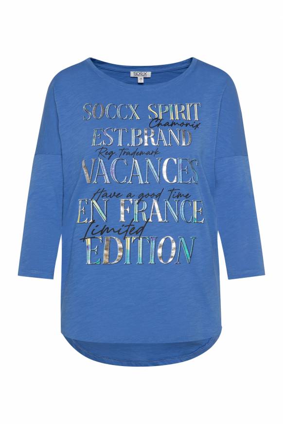 Soccx Shirt Mit 3/4-Ärmeln Und Buntem Wording Print Vividblue