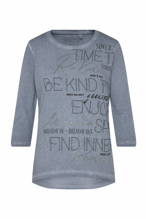 Soccx Shirt Mit Wording Print Und Schmucksteinen Cold Grey