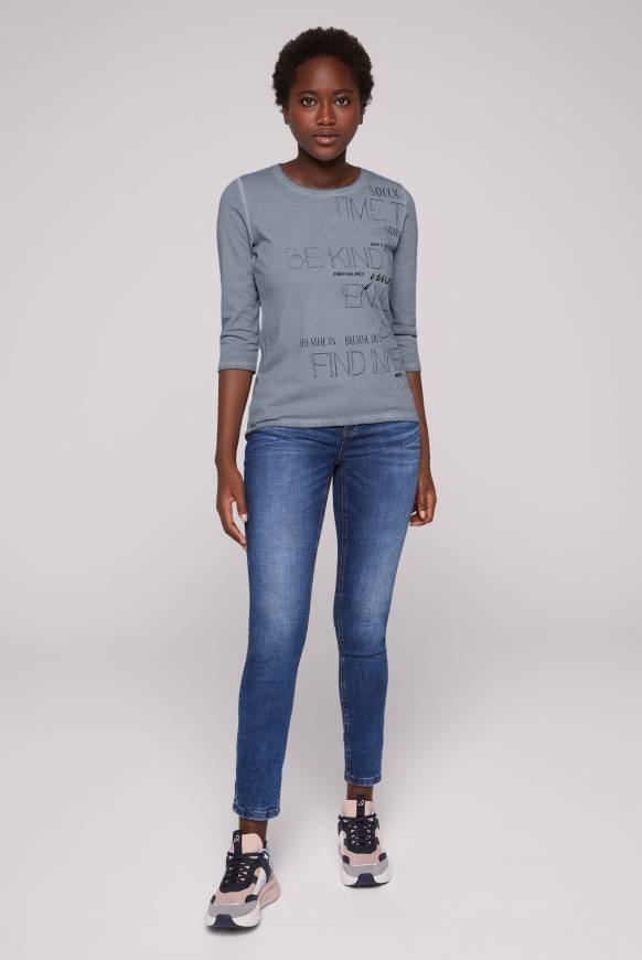 Soccx Shirt Mit Wording Print Und Schmucksteinen Cold Grey