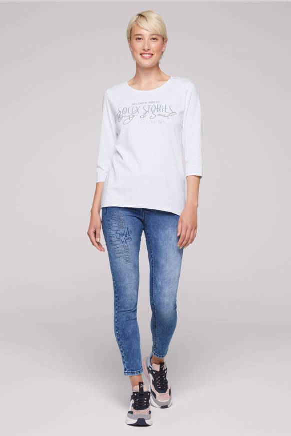 Soccx Shirt Mit Wording Print Und Schmucksteinen Opticwhite