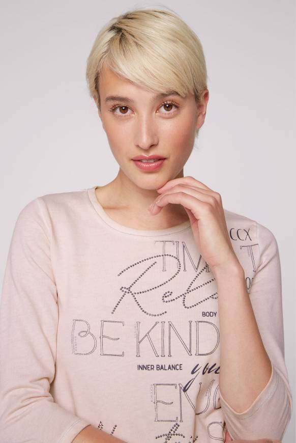 Soccx Shirt Mit Wording Print Und Schmucksteinen Rose Blush