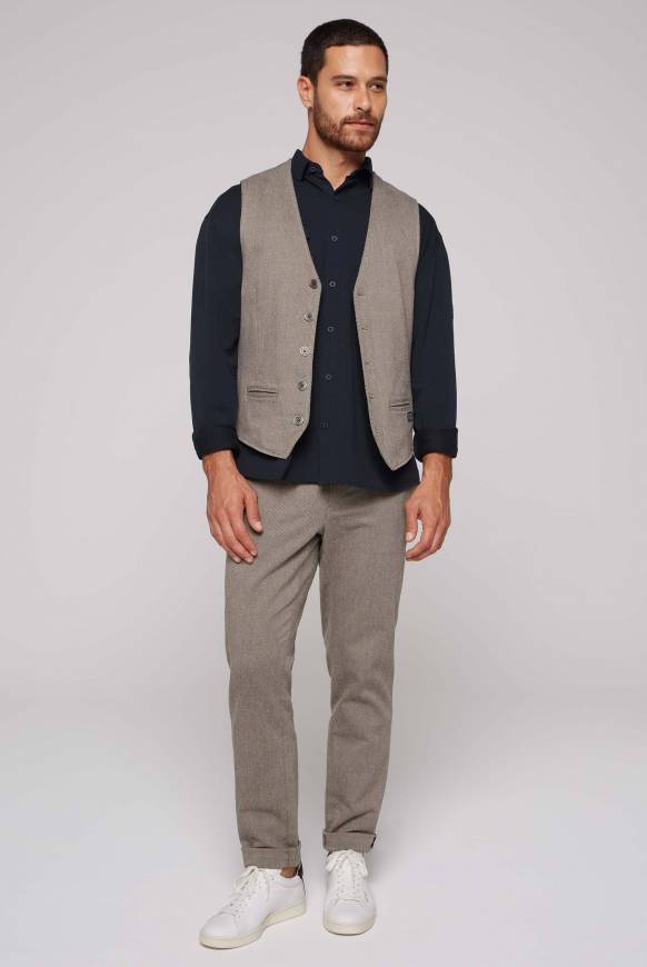 Soccx Anzugweste Mit Filigranen Webmuster Tan