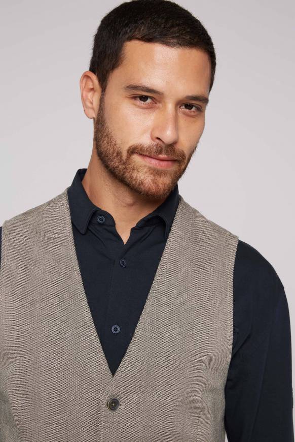 Soccx Anzugweste Mit Filigranen Webmuster Tan