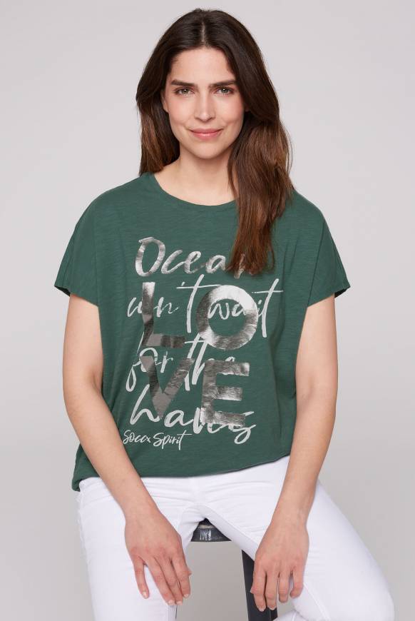 Soccx Ärmelloses Shirt mit Folienprint dark green