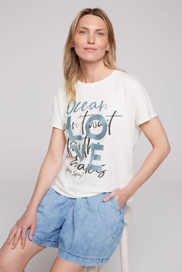 Soccx Ärmelloses Shirt mit Folienprint ivory