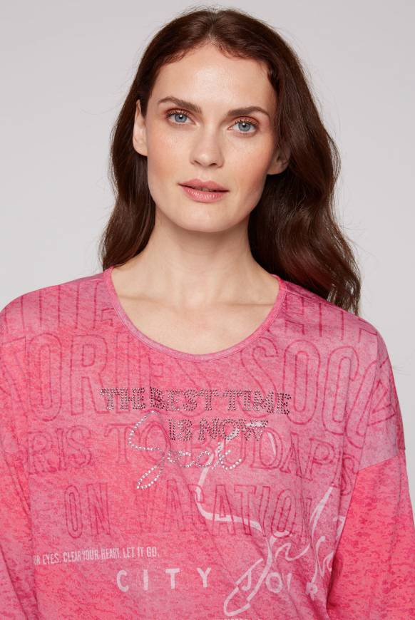 Soccx Ausbrenner-Shirt Mit Artwork Pinky Red